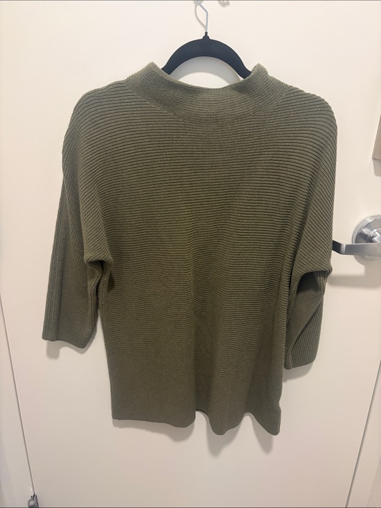 Lands' End Sweaters - Lands' End Olive Ribbed Mock-Neck Sweater